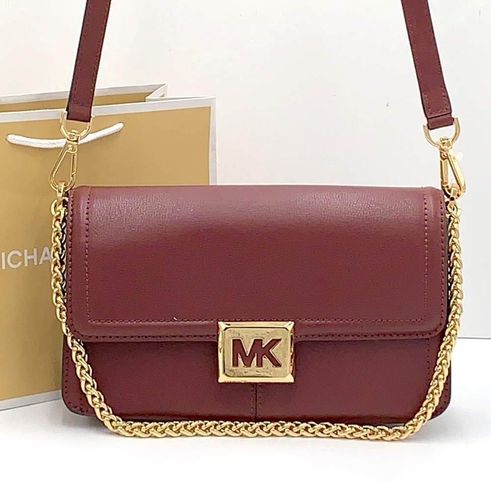 MICHAEL KORS SONIA MEDIUM EAST WEST SHOULDER CROSSBODY BAG MERLOT COLOR - Picture 2 of 16